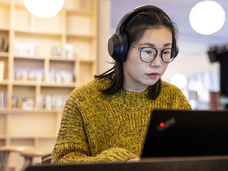 woman on a computer