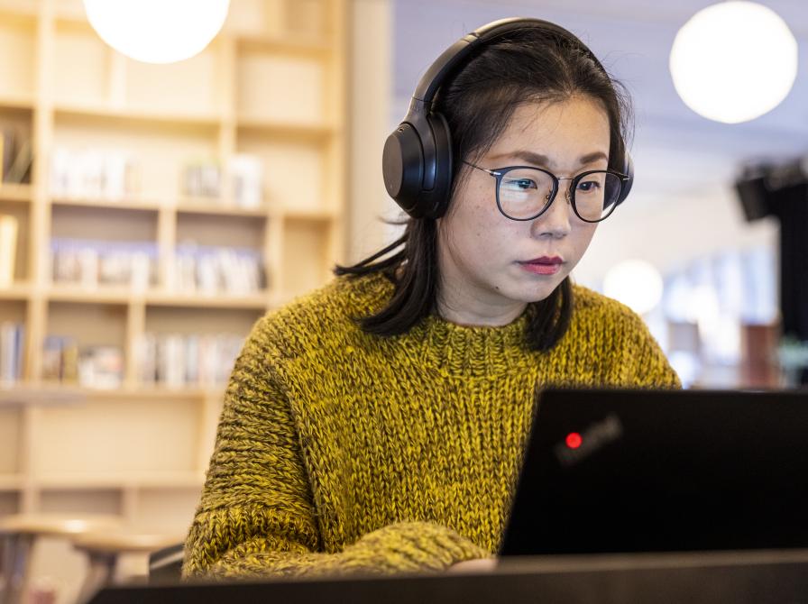 woman on a computer